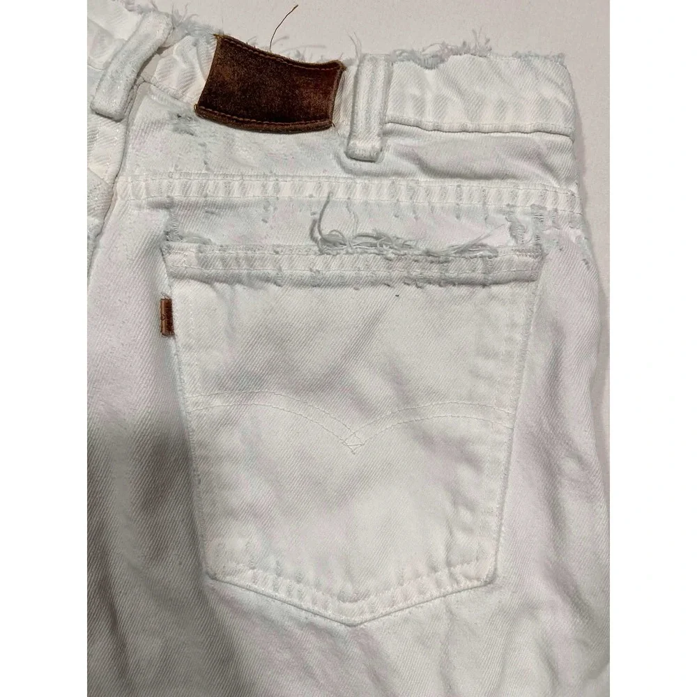 Levis 540 Vintage Orange Tab Relaxed Fit White Jeans Distressed 29x31